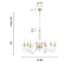 Lampadari Moderni-Ondaluce lp 1306 lampadario contemporaneo 8 bracci vetro grigio fume'