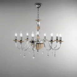 Lampadari Moderni-Ondaluce lp livia lampadario classico 8 bracci vetro dettagli tortora