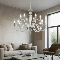 Lampadari Moderni-Ondaluce lp paganini lampadario 12 luci cromo per salotto