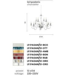 Lampadari Moderni-Ondaluce lp paganini lampadario 12 luci cromo per salotto