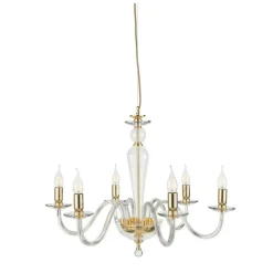 Lampadari Moderni-Ondaluce lp paganini lampadario vetro trasparente finiture oro 6 luci