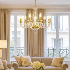 Lampadari Moderni-Ondaluce lp ravel lampadario classico 8 bracci vetro dettagli metallo oro