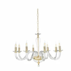 Lampadari Moderni-Ondaluce lp ravel lampadario classico 8 bracci vetro dettagli metallo oro