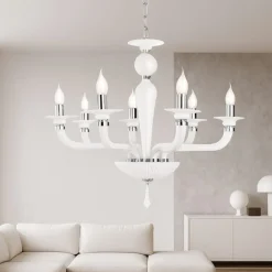 Lampadari Moderni-Ondaluce lp villa lampadario vetro bianco per salotto
