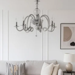 Lampadari Moderni-Ondaluce lp vivaldi 6 braccia vetro grigio fumo per salotto contemporaneo