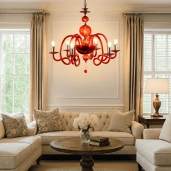 Lampadari Moderni-Ondaluce lp vivaldi lampadario classico 6 bracci vetro rubino classico
