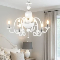 Lampadario Camera Da Letto-Ondaluce lp vivaldi lampadario per camera da letto vetro bianco 6 braccia