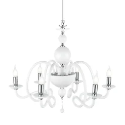 Lampadario Camera Da Letto-Ondaluce lp vivaldi lampadario per camera da letto vetro bianco 6 braccia