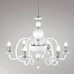 Lampadario Camera Da Letto-Ondaluce lp vivaldi lampadario per camera da letto vetro bianco 6 braccia