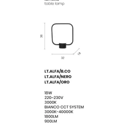 Abat Jour-Ondaluce lt alfa abat-jour da comodino bianco led design moderna