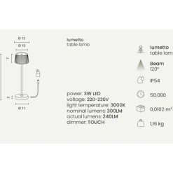 Lampade Da Tavolino Esterno-Ondaluce lt macao lampada da tavolo salvia touch dimmer led 3000k