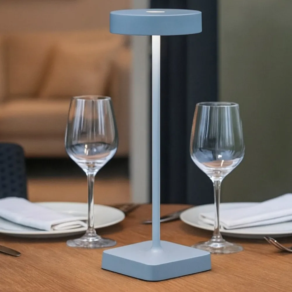Lampade Da Tavolino Esterno-Ondaluce lt tap lampada da tavolo portatile blu led ip54