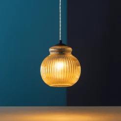 Lampade A Sospensione-Ondaluce madagascar lampada a sospensione in vetro ambra