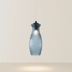 Lampade A Sospensione-Ondaluce madagascar lampada a sospensione vetro ottanio