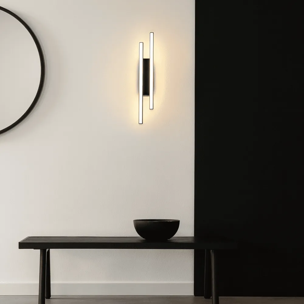 Applique Da Parete-Ondaluce movida applique nera led 3000k dimmerabile moderna