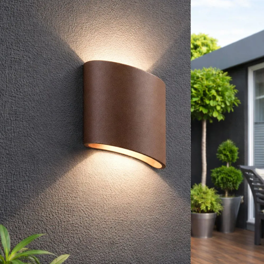 Applique Da Esterno-Ondaluce nevio applique per esterno corten curva led 4000k biemissione ip54