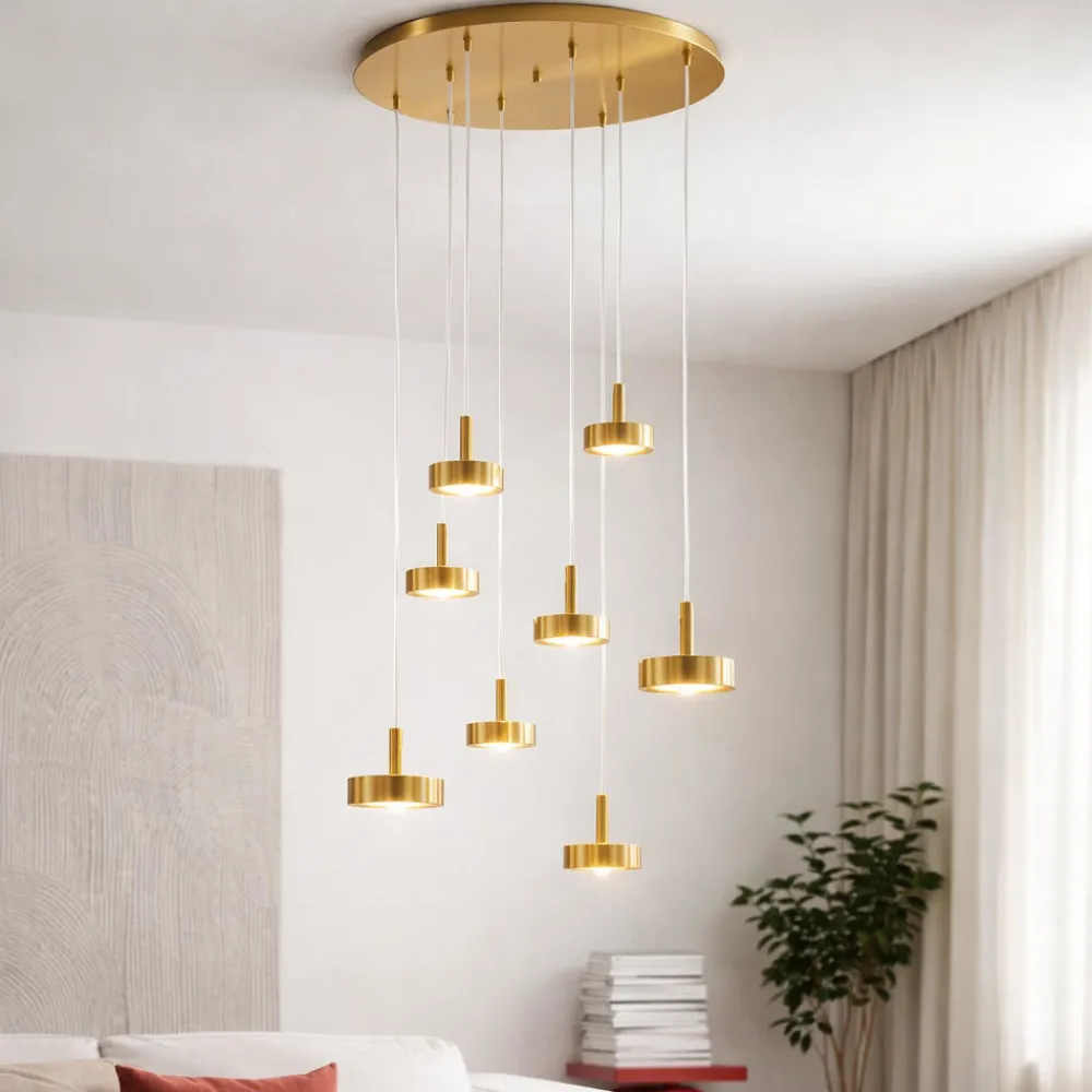 Lampadari Moderni-Ondaluce nina lampadario a sospensione oro 8 luci led 56w 3000k dimmerabile