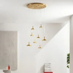 Lampadari Moderni-Ondaluce nina lampadario a sospensione oro 8 luci led 56w 3000k dimmerabile