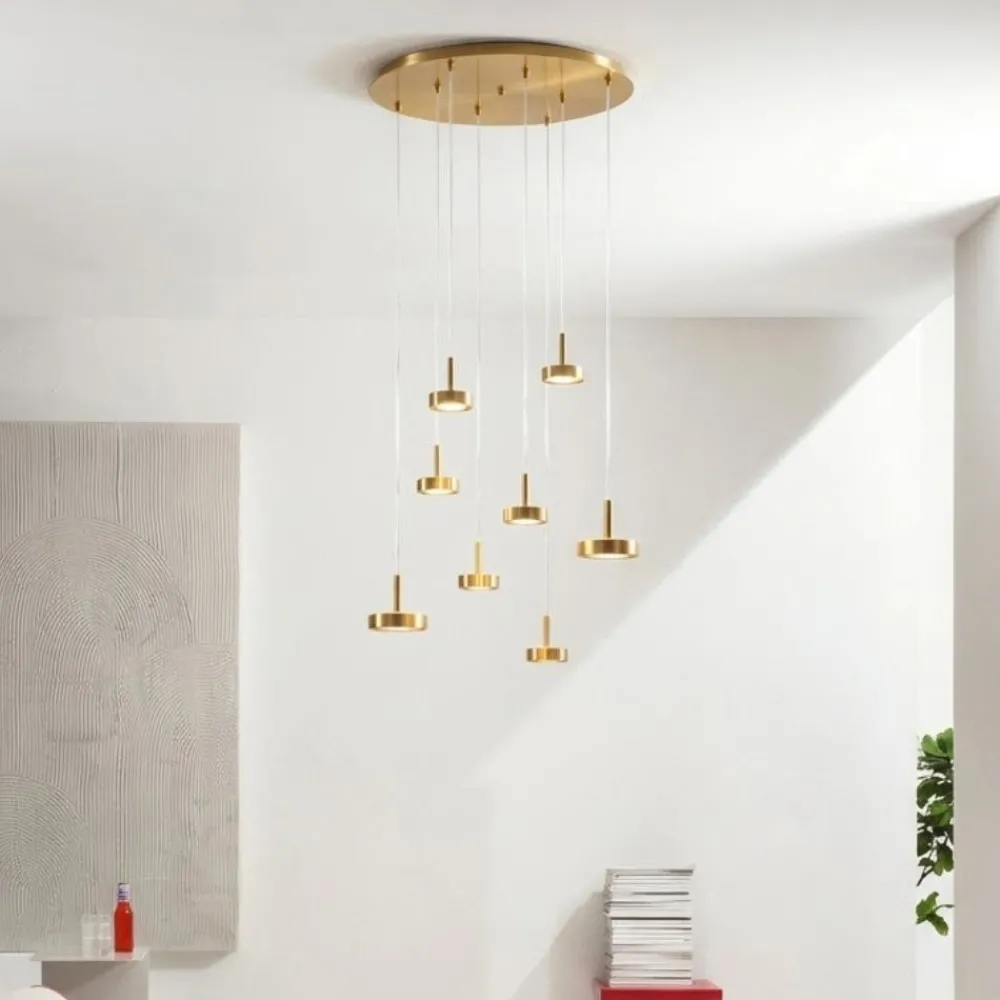 Lampadari Moderni-Ondaluce nina lampadario a sospensione oro 8 luci led 56w 3000k dimmerabile