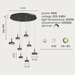 Lampadari Moderni-Ondaluce nina lampadario a sospensione oro 8 luci led 56w 3000k dimmerabile
