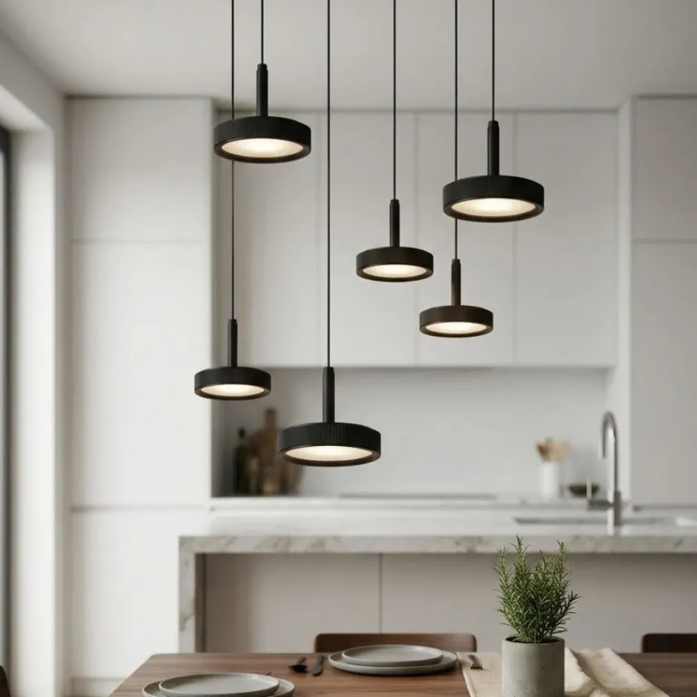 Lampadari Cucina-Ondaluce nina lampadario da cucina nero 6 luci led 3000k dimmerabile