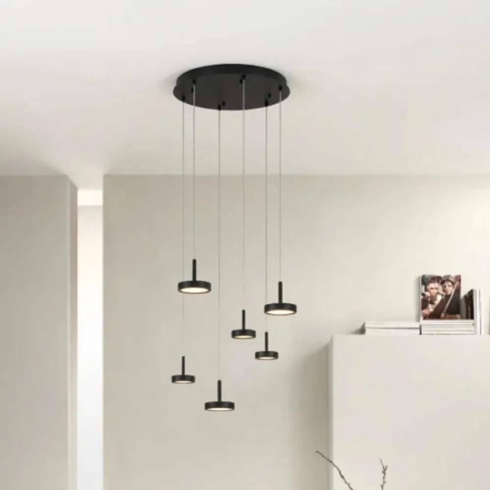 Lampadari Cucina-Ondaluce nina lampadario da cucina nero 6 luci led 3000k dimmerabile