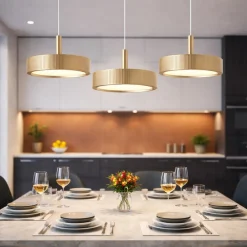 Lampadari Cucina-Ondaluce nina lampadario da cucina a tre luci oro led 24w 3000k dimmerabile
