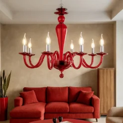 Lampadari Moderni-Ondaluce paganin lampadario sei luci vetro rubino