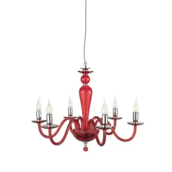Lampadari Moderni-Ondaluce paganin lampadario sei luci vetro rubino