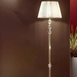 Lampade Da Terra-Ondaluce piantana classica brigida colore oro con cristalli