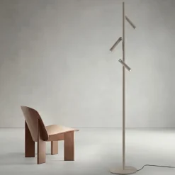 Lampade Da Terra-Ondaluce piantana teddy moderna tortora 3 luci led orientabili 3000k dimmerabile