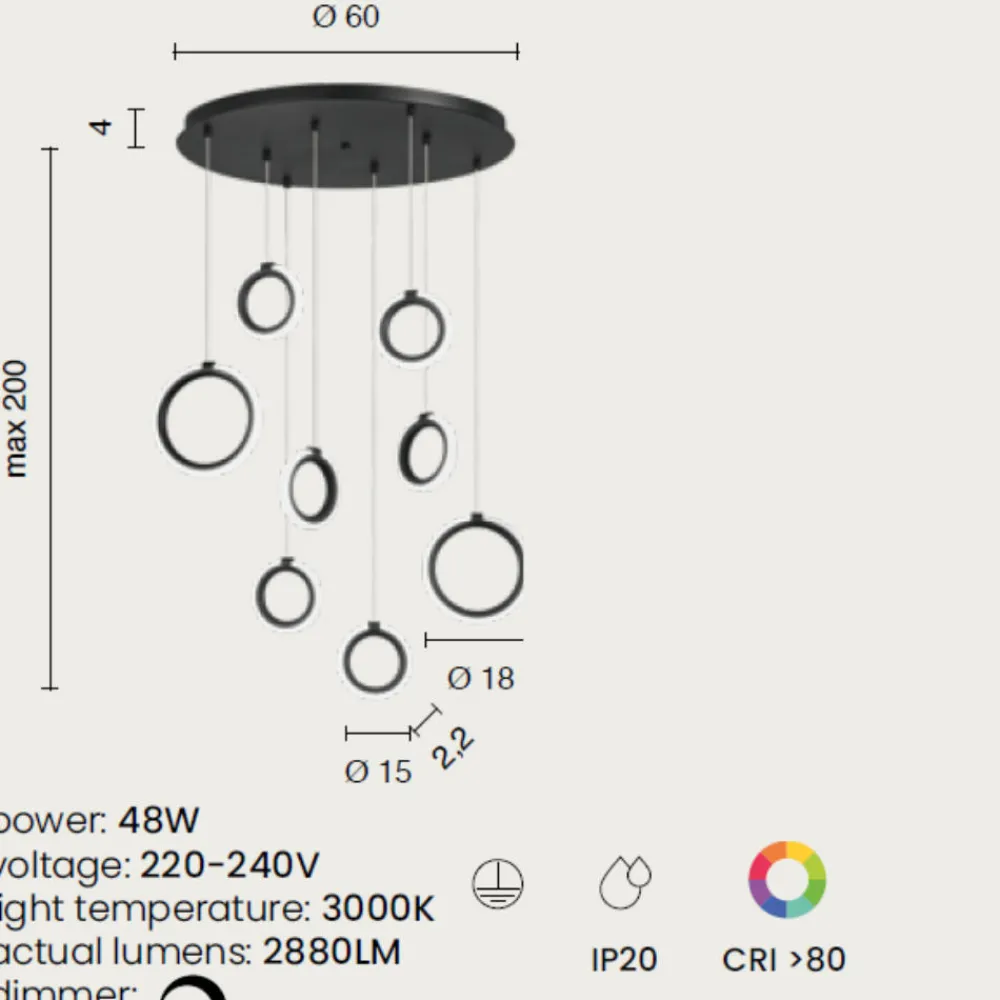 Lampadari Moderni-Ondaluce pinta lampadario a sospensione oro 8 luci led 48w 3000k dimmerabile