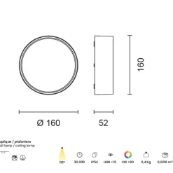 Plafoniere Da Esterno-Ondaluce plafoniera da esterno patio rotonda antracite led 10w 3000k