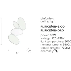 Plafoniere Moderne-Ondaluce plafoniera gr rise oro design moderna led 35w 3000k
