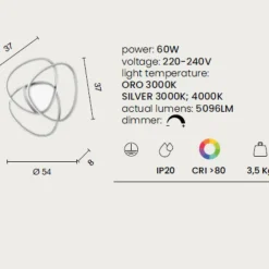 Plafoniere Moderne-Ondaluce plafoniera moderna rose pc oro led 3000k dimmerabile