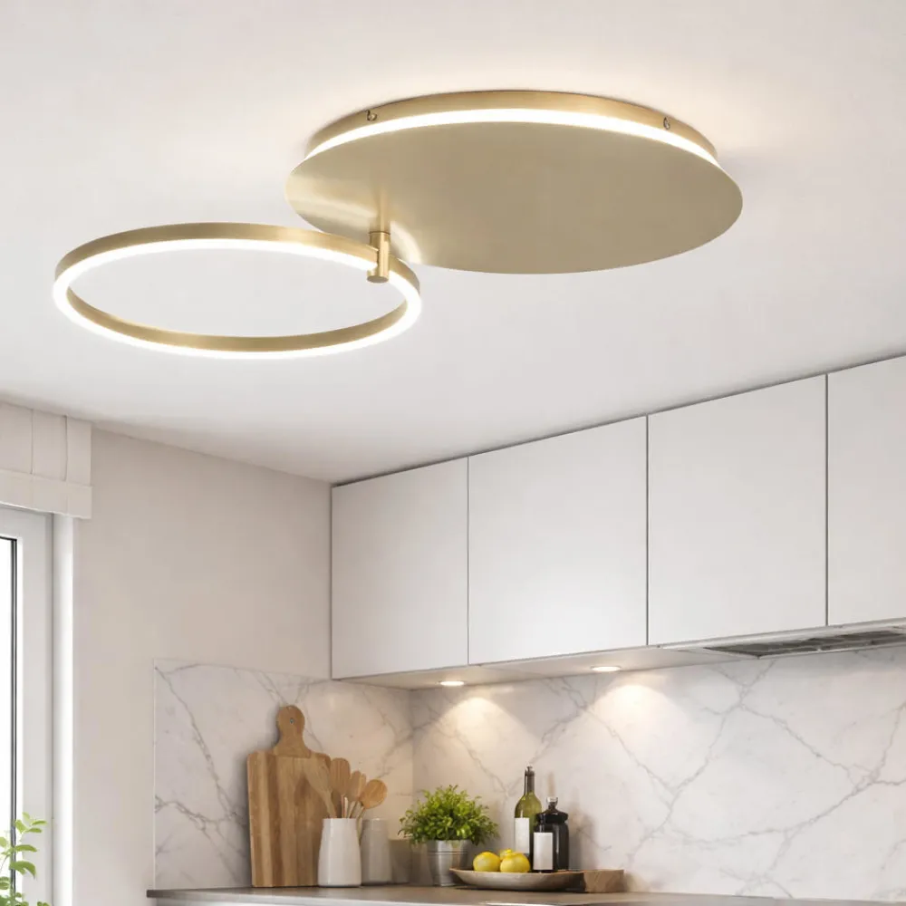 Plafoniere Moderne-Ondaluce plafoniera moderna sabe oro led 48w 3000k dimmerabile orientabile