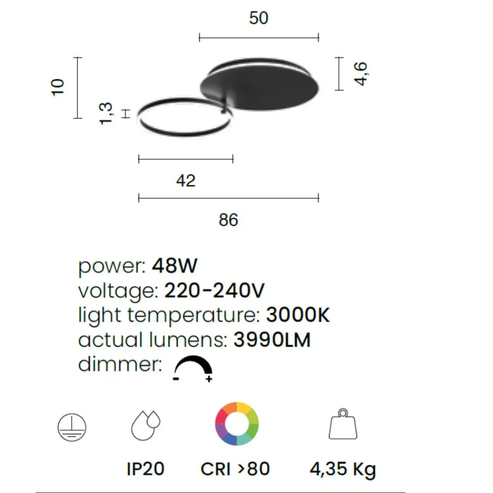 Plafoniere Moderne-Ondaluce plafoniera moderna sabe oro led 48w 3000k dimmerabile orientabile