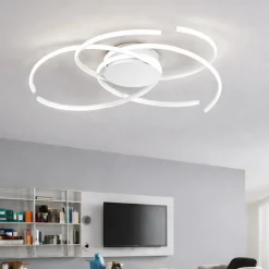 Plafoniere Moderne-Ondaluce plafoniera saffira bianca 72w 3000k dimmerabile per soggiorno moderno