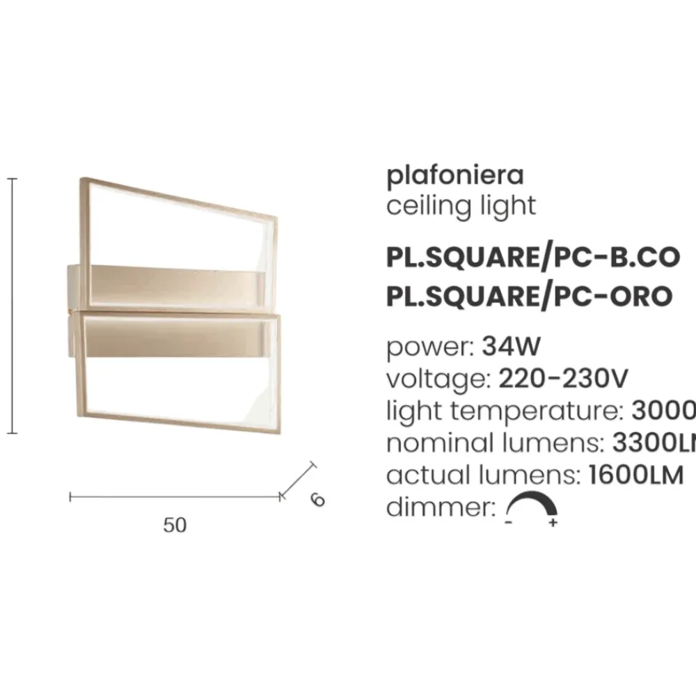 Plafoniere Moderne-Ondaluce pl gr square bianco plafoniera design moderna