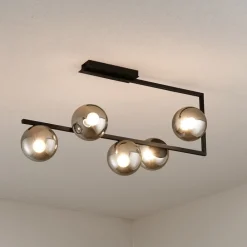 Plafoniere Moderne-Ondaluce pl monile plafoniera moderna nera 5 luci sfere vetro