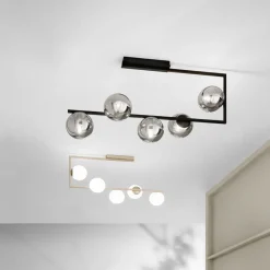 Plafoniere Moderne-Ondaluce pl monile plafoniera moderna nera 5 luci sfere vetro