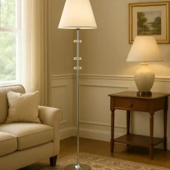 Lampade Da Terra-Ondaluce pt dido piantana classica cromo e paralume tessuto per salotto