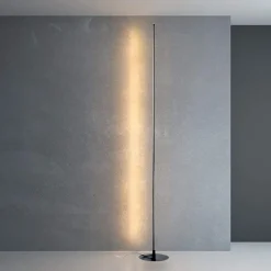Lampade Da Terra-Ondaluce pt genius nero piantana led 3000k sottile moderna