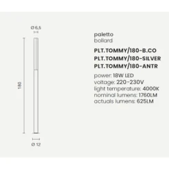Lampioni Da Giardino-Ondaluce pt tommy lampione da esterno giardino antracite 180cm ip54