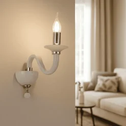 Applique Camera Da Letto-Ondaluce ravel applique classica vetro bianco una luce e14