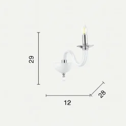 Applique Camera Da Letto-Ondaluce ravel applique classica vetro bianco una luce e14