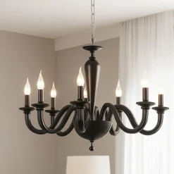 Lampadari Moderni-Ondaluce ravel lampadario contemporano per salone vetro nero 8 luci e14