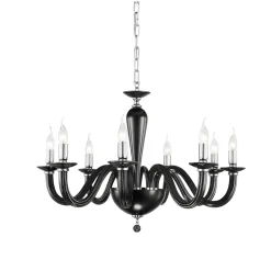 Lampadari Moderni-Ondaluce ravel lampadario contemporano per salone vetro nero 8 luci e14