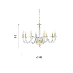 Lampadari Moderni-Ondaluce ravel lampadario contemporano per salone vetro nero 8 luci e14