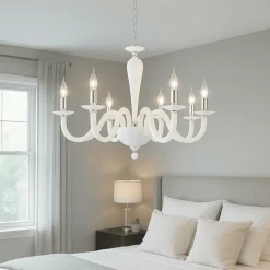 Lampadario Camera Da Letto-Ondaluce ravel lampadario per camera da letto classica vetro bianco 8 bracci